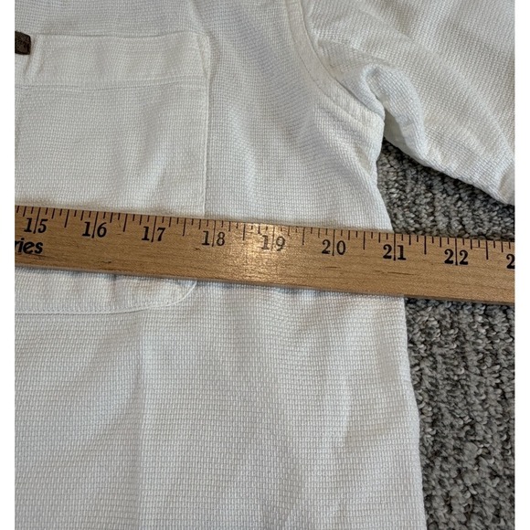 Woolrich Button Up Shirt Short Sleeve White Men's Large Pocket Cotton Textured - Picture 7 of 8